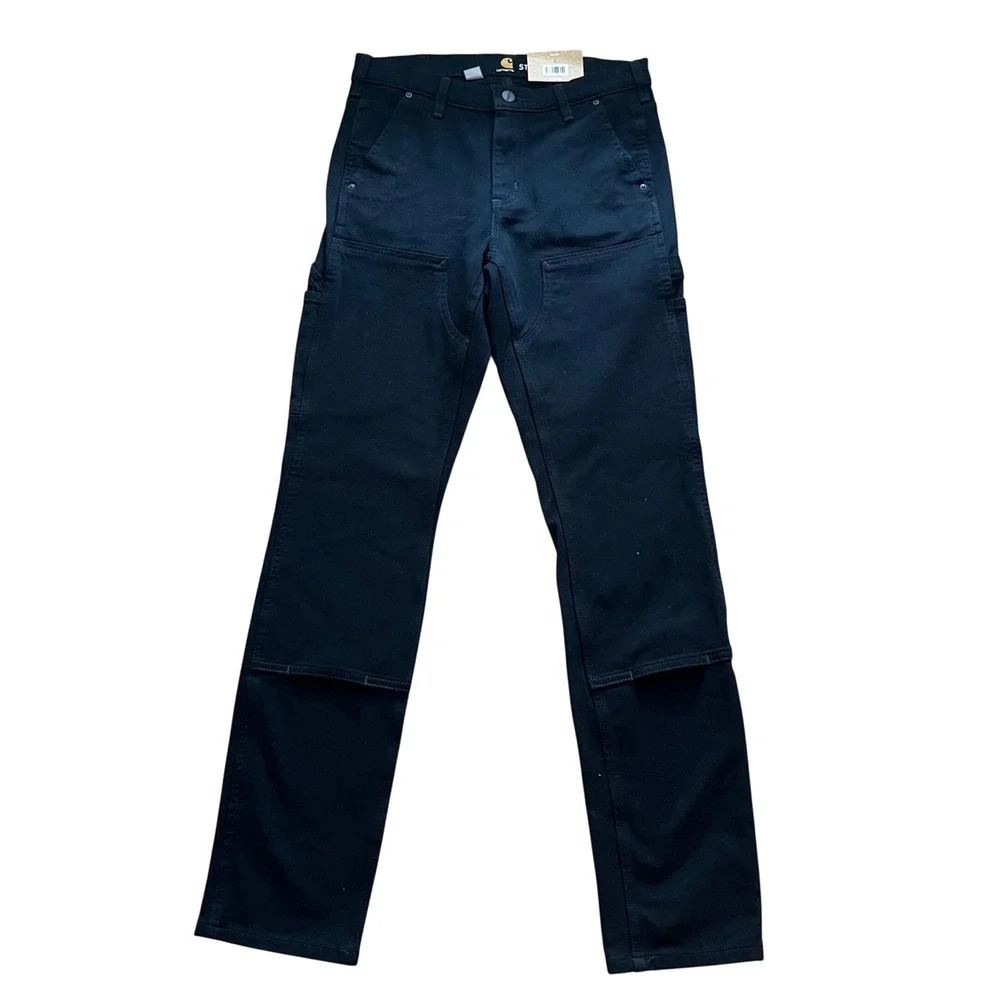 Carhartt Women 4 Tall Black Rugged Flex Twill Double Front Straight Pants 104036